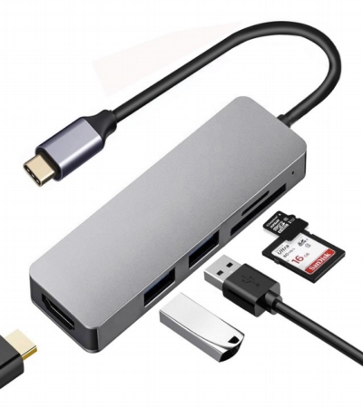 USB 集線器- USB Type C 接 HDMI + USB 3.0 + USB 2.0 + SD + TF