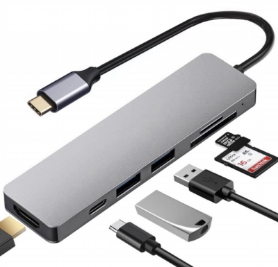 USB 集線器 - USB Type C 接 HDMI + USB 3.0 + USB 2.0 + SD + TF + USB PowerDelivery快充