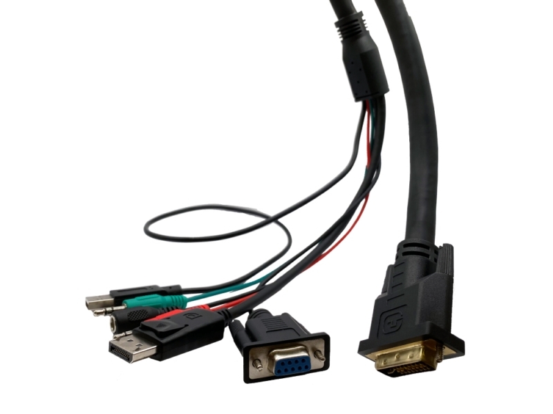 DVI 24+5 Pin 公頭 轉 DisplayPort 公頭 + DB 9 母頭 + DC5525 插頭 + 2x 3.5mm 3 Pin 接頭 + USB A 公頭 DVI 24+5 Pin 公頭 轉 DisplayPort 公頭 + DB 9 母頭 + DC5525 插頭 + 2x 3.5mm 3 Pin 接頭 + USB A 公頭